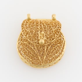 Gold Plated Filigree Purse Pendant