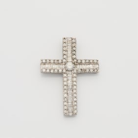 Sterling & Diamond Cross Pendant