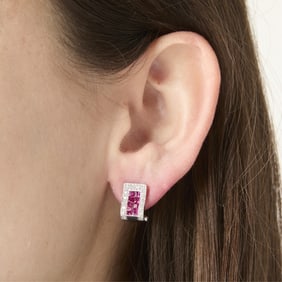18k White Gold & Ruby Earrings
