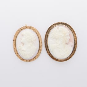 Grp 2 10k Yellow Gold Pink Conch Cameo