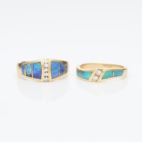 Group 2 14k Opal & Diamond Rings