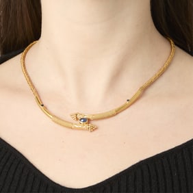22k Yellow Gold & Sapphire Necklace
