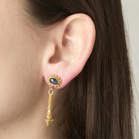 22k Yellow Gold & Sapphire Earrings