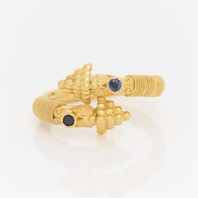 22k Yellow Gold & Sapphire Bypass Ring