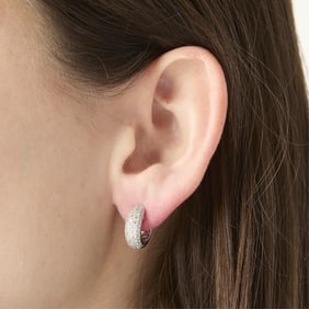 18k White Gold & Diamond Hoop Earrings