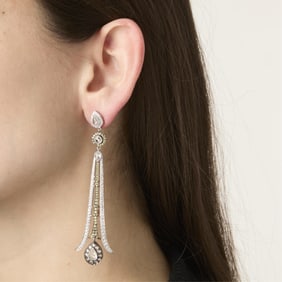 Sethi Couture 18k Green & White Diamond Earrings