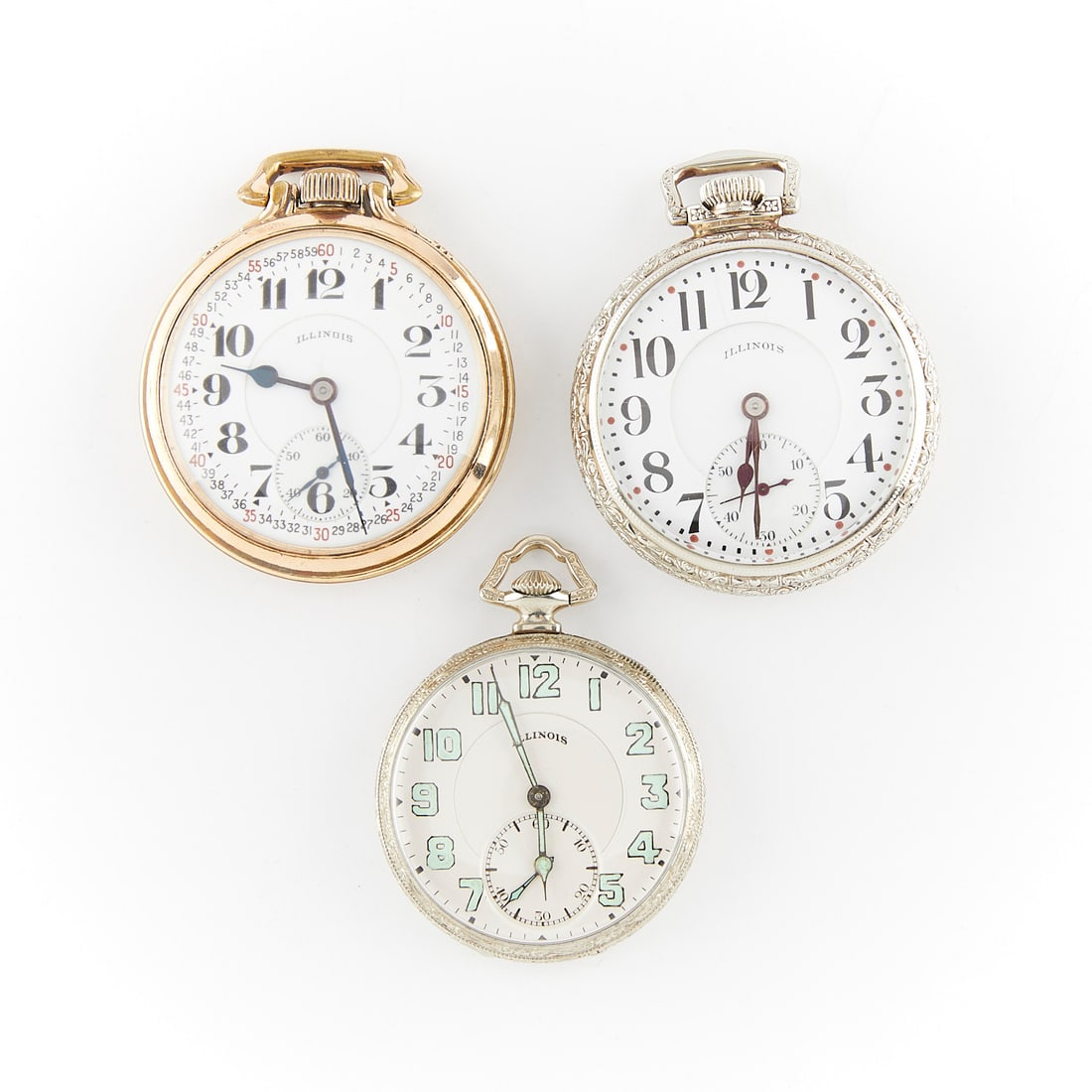 3 Illinois Gold Filled Pocket Watches (1 of 11)