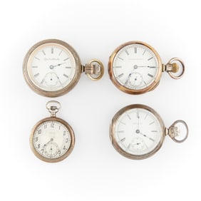 Group 4 Silver Elgin Pocket Watches