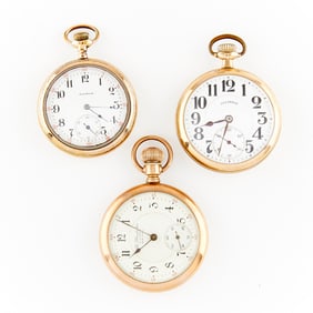 Group 3 Illinois Gold Plated Pocket Watches