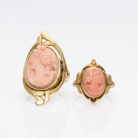 Group 2 14k Gold Cameo Rings