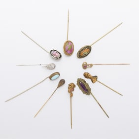 Group 10 Gold & Other Antique Stick Pins