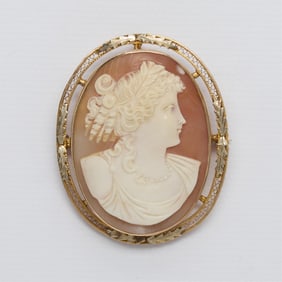 10k Brooch w/ Shell Cameo