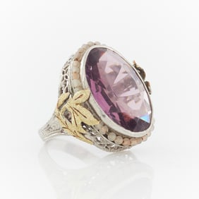 Sterling Silver & Purple Glass Ring