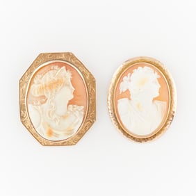 2 10k Yellow Gold Cameos