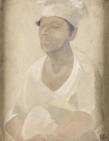 Folk Art Portrait Painting of Chef - Signed