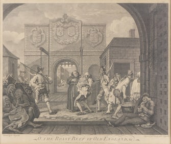Hogarth "O, The Roast Beef of Old England" Etching
