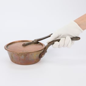 Vintage 7" Splayed Copper Saucepan With Lid