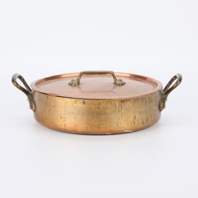Vintage 12" Straight-Sided Copper Sauteuse Pan