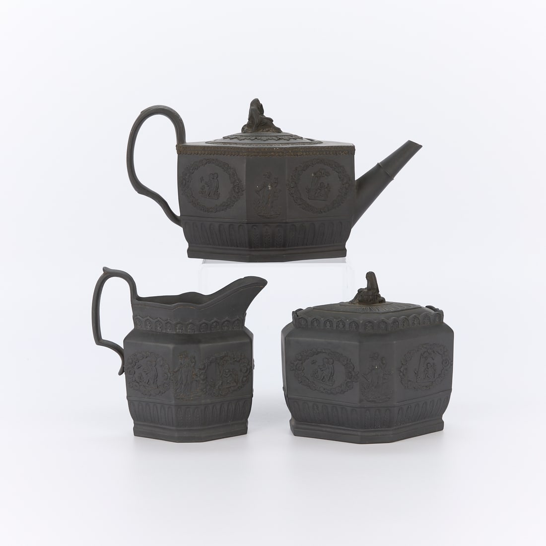 Set 3 Antique Black Basalt Ceramic Tea Vessels (1 of 4)