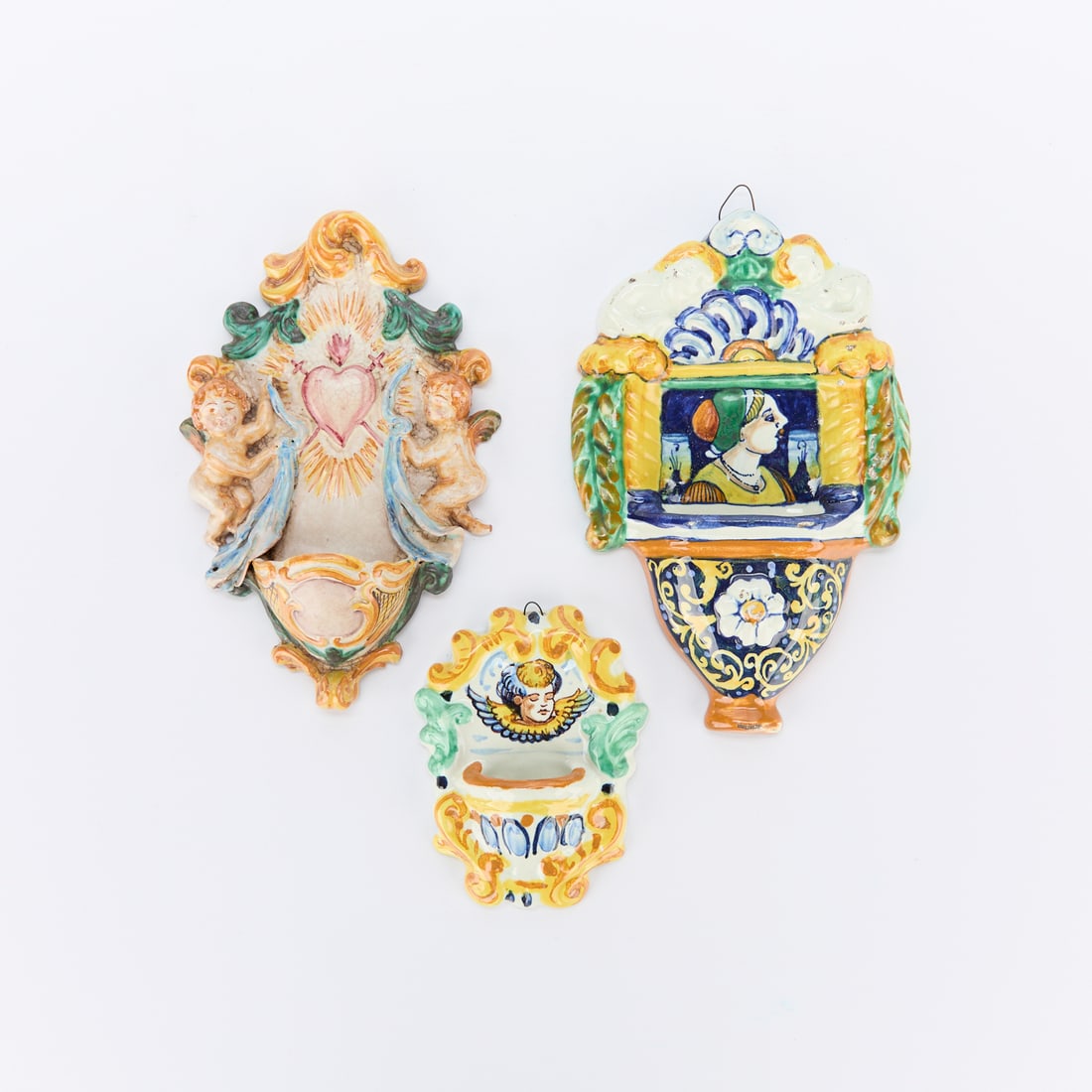3 Italian Maiolica Pottery Holy Water Fonts (1 of 3)
