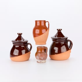 4 Antique Italian Ceramic Fava Bean Pots