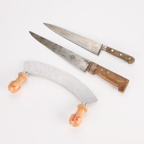 3 Antique Kitchen Knives Incl. Mezzaluna