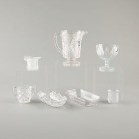 7 Vintage Cut Crystal Glass Vessels