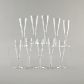 Group of 10 Glass Champagne Flutes