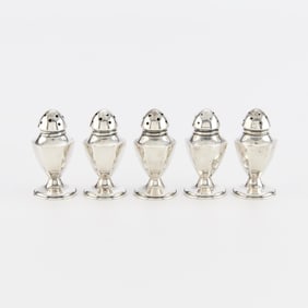 5 Sterling Silver Pepper Pots 1.105 ozt