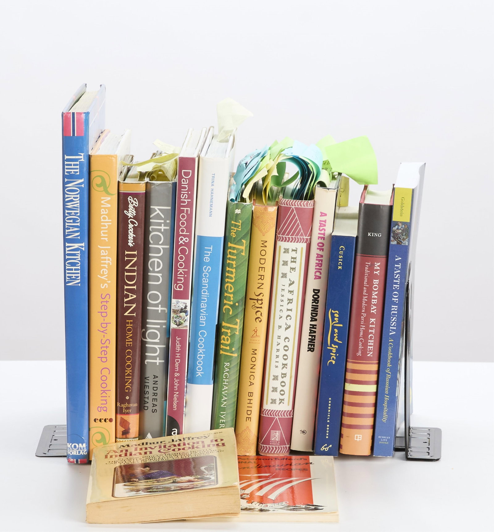 Group of International Cookbooks: Group of international cookbooks including cuisine related to India, Russia, Scandinavia, and others. Provenance: From the Collection of Lynne Rossetto Kasper. (Shipping Dimensions) height: 13 in x wi