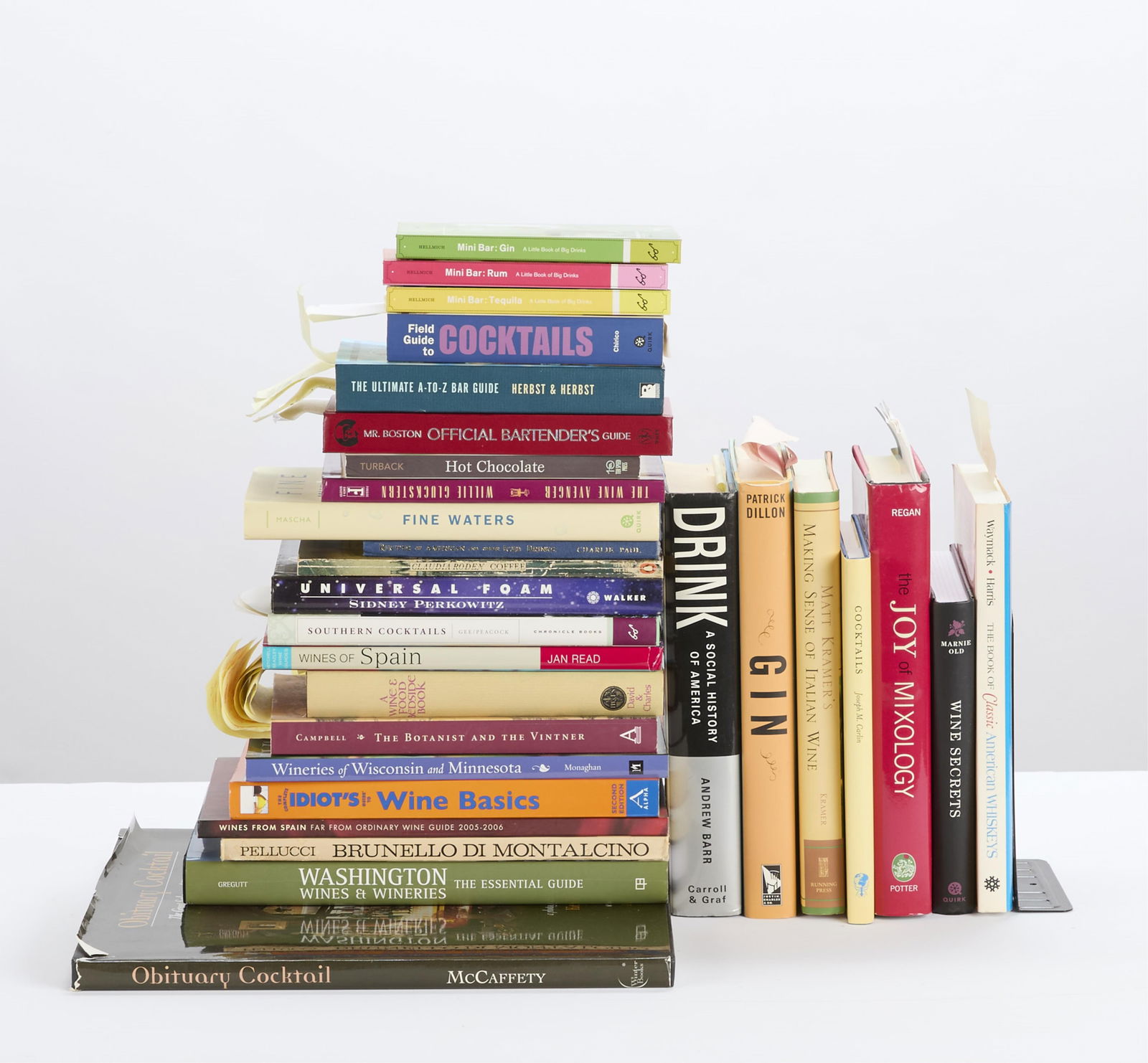 Group of Beverage Cookbooks and Literature: Group of cookbooks and literature covering beverage-related topics such as wine, spirits, alcohol, coffee, and more.Provenance: From the Collection of Lynne Rossetto Kasper.(Shipping Dimensions) heigh