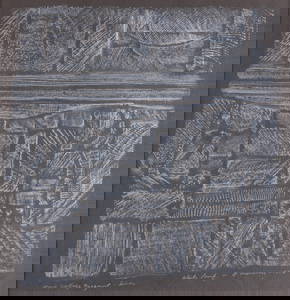 George Morrison "Woodgrain Collage" Woodcut 1976