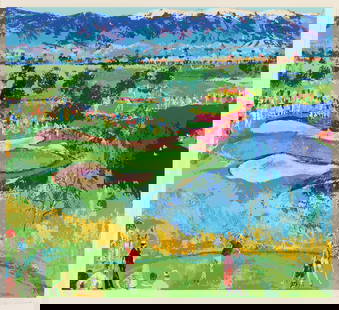 LeRoy Neiman "The Cove at Vintage" Serigraph: LeRoy Neiman (American, 1921-2012). Serigraph print on paper titled "The Cove at Vintage," 1986. Pencil signed along the lower right; numbered 121/375 along the lower left. Sight; height: