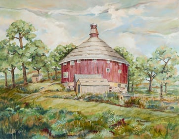 John R. Beckwith "Circle Barn" Oil Painting 1999