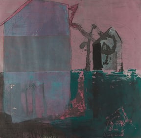 Brad Widness "2 Houses Alone" Mixed Media 1992