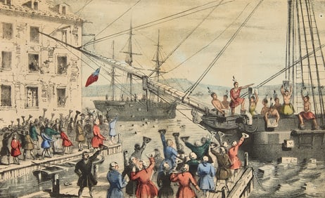 Currier & Ives "Destruction of Tea" Print