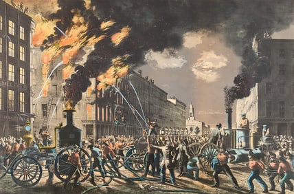 Currier & Ives "The Life of a Fireman" Print 1861