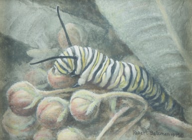 Robert Bateman "Caterpillar on Milkweed" Painting