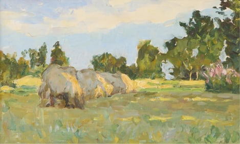 Konstantin Vysotsky Landscape with Hay Painting