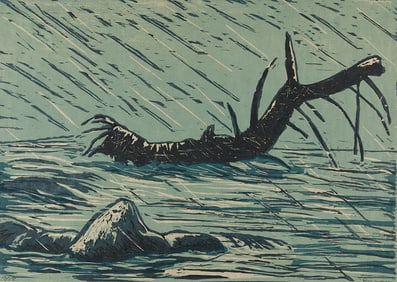 Richard Bosman "Flood" Woodcut 1988