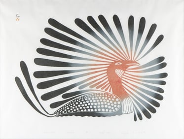 Kenojuak Ashevak "Radiant Loon" Stonecut 1998