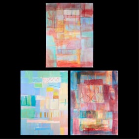 3 Patrick Bradley Abstract Acrylic Paintings