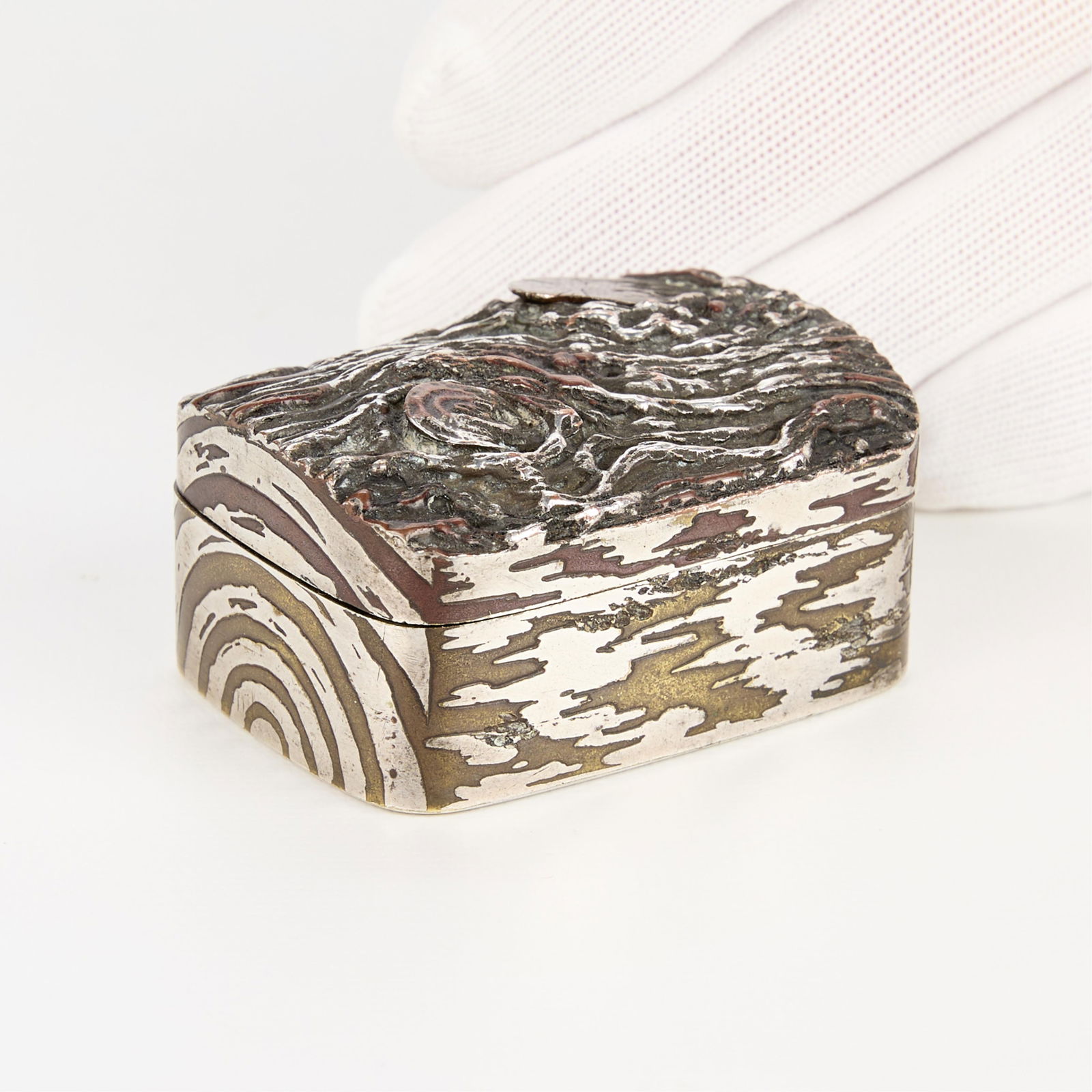 Small Japanese Mixed Metal Faux Wood Box (1 of 5)