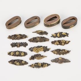 17 Pcs Japanese Mixed Metal - Shakudo Menuki