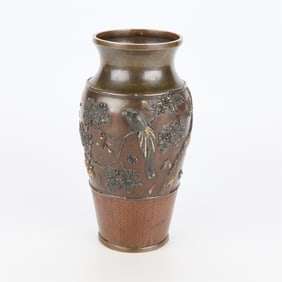 Japanese Meiji Mixed Metal Baluster Vase