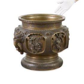Japanese Edo Bronze Dragon Hibachi Brazier
