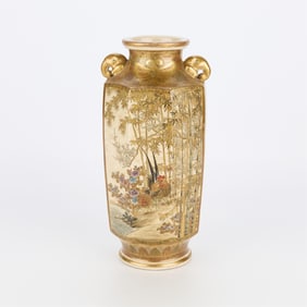 Meiji Japanese Octagonal Satsuma Vase
