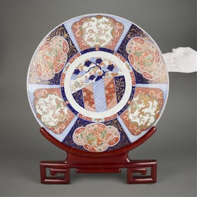 Large 24" Japanese Imari Floral Porcelain Charger