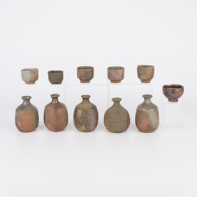 11 Style Fujiwara Yu Ceramic Sake Cups & Bottles