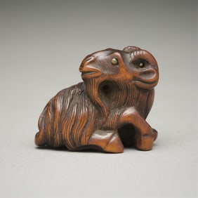 19th c. Japanese Carved Goat Netsuke